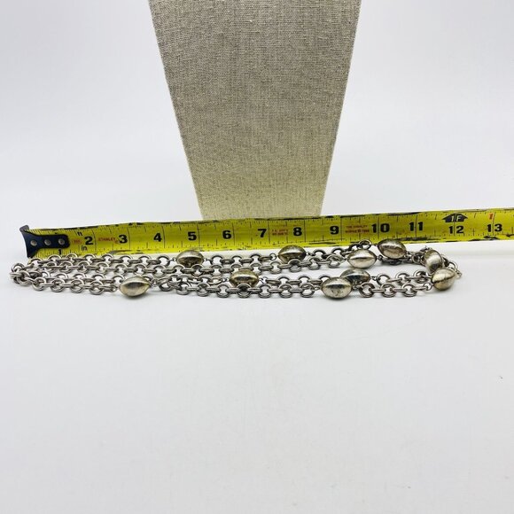 Silver Tone Chain Necklace Long Oval Beads Statement CAROL DAUPLAISE Signed - Picture 6 of 6